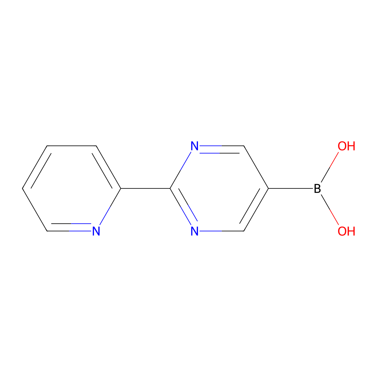 (2-(Pyridin-2-yl)pyrimidin-5-yl)boronic acid molecular structure, CAS 2225172-14-3