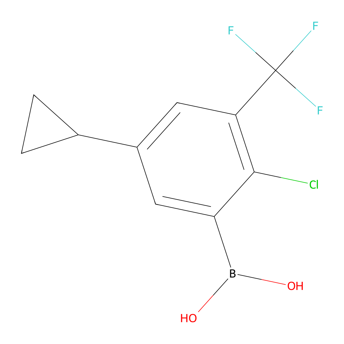 (2-Chloro-5-cyclopropyl-3-(trifluoromethyl)phenyl)boronic acid molecular structure, CAS 2225172-16-5