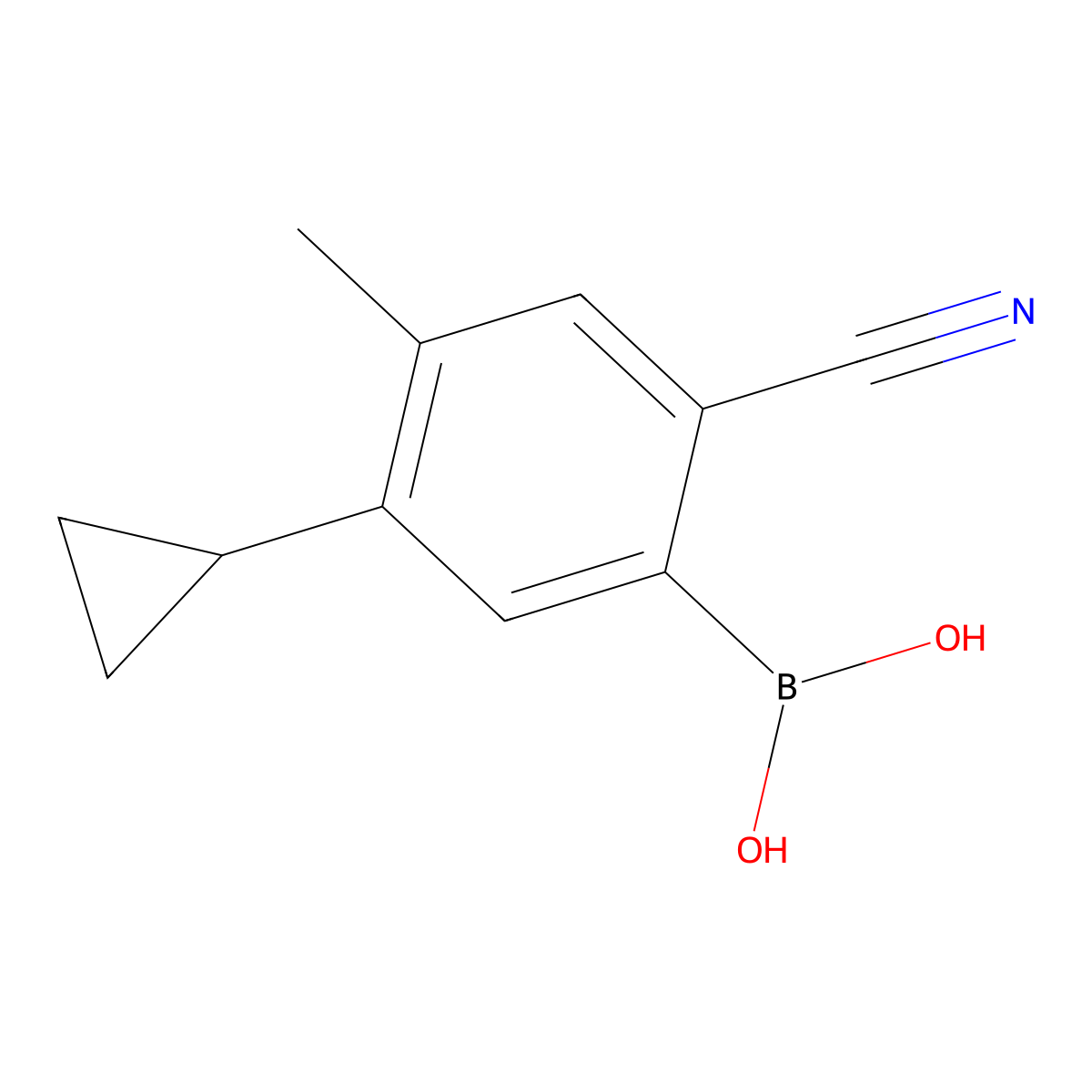 (2-Cyano-5-cyclopropyl-4-methylphenyl)boronic acid molecular structure, CAS 2225172-23-4