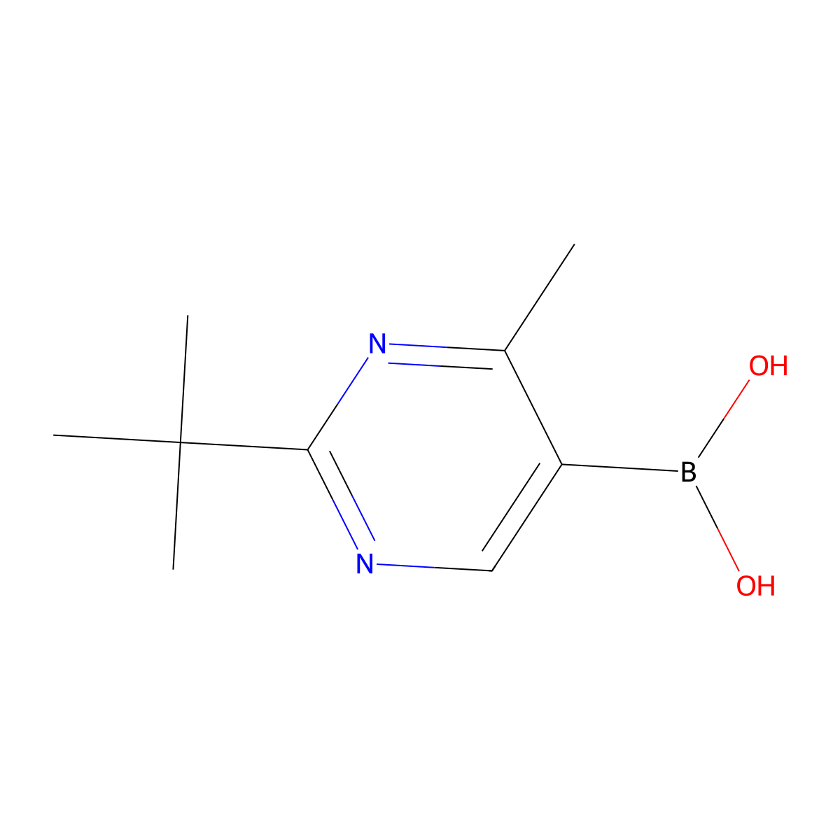 (2-(tert-Butyl)-4-methylpyrimidin-5-yl)boronic acid molecular structure, CAS 2225172-32-5