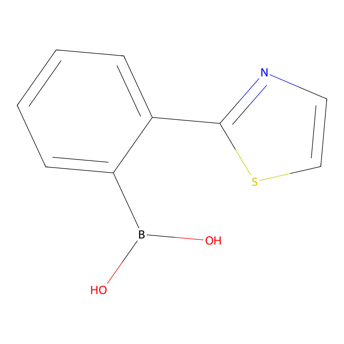 2-(Thiazol-2-yl)phenylboronic acid molecular structure, CAS 2225172-35-8