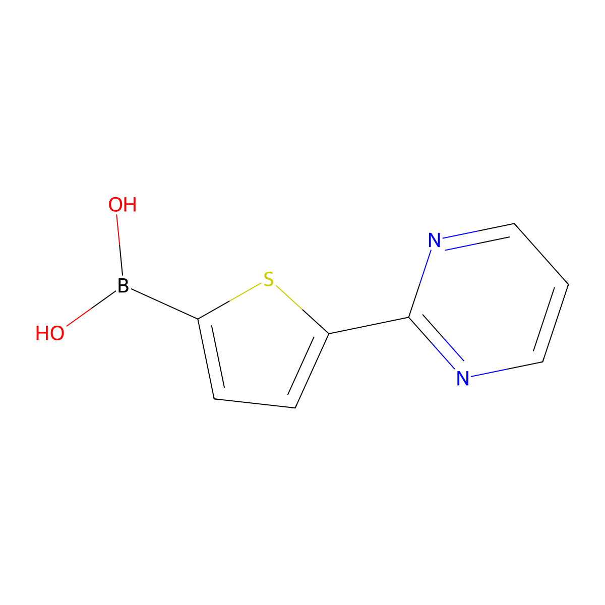 (5-(Pyrimidin-2-yl)thiophen-2-yl)boronic acid molecular structure, CAS 2225172-37-0