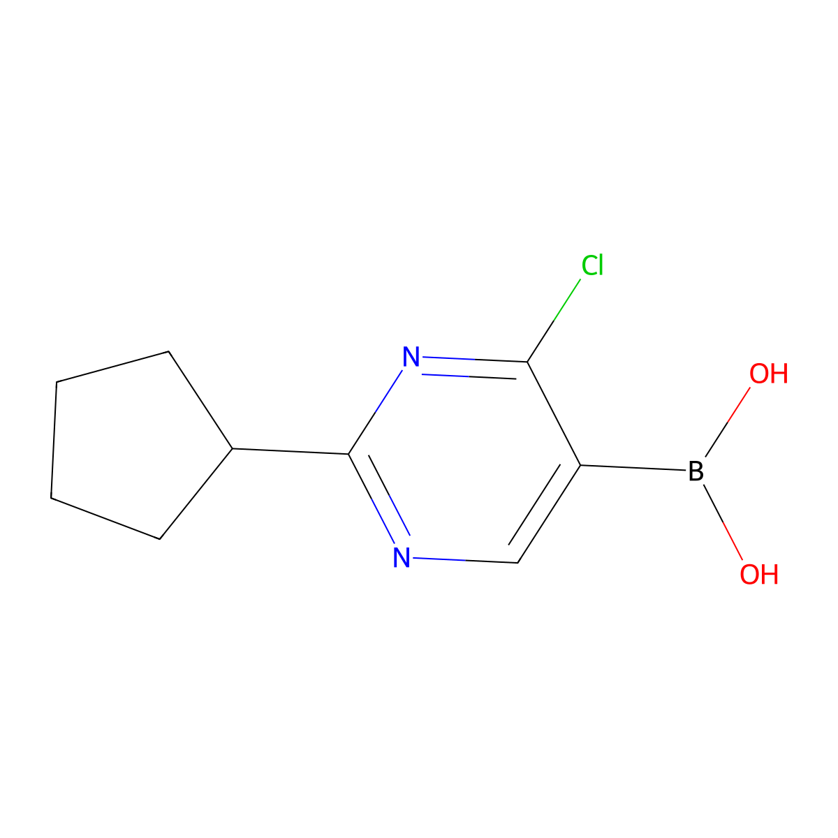 (4-Chloro-2-cyclopentylpyrimidin-5-yl)boronic acid molecular structure, CAS 2225172-39-2