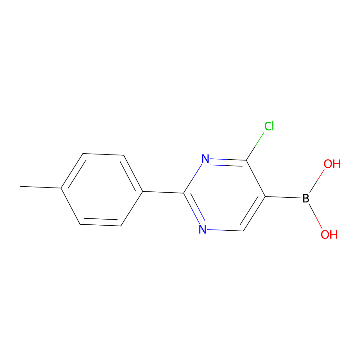 (4-Chloro-2-(p-tolyl)pyrimidin-5-yl)boronic acid molecular structure, CAS 2225172-48-3