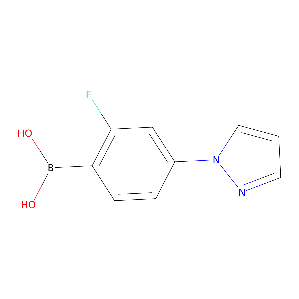 (2-Fluoro-4-(1H-pyrazol-1-yl)phenyl)boronic acid molecular structure, CAS 2225172-49-4