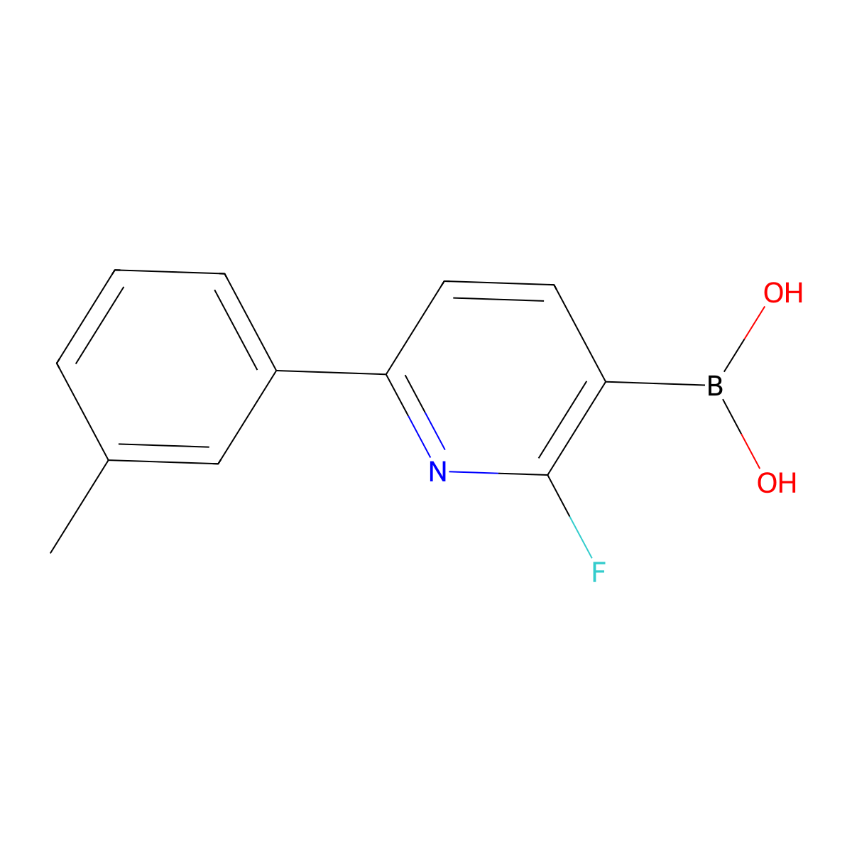 (2-Fluoro-6-(m-tolyl)pyridin-3-yl)boronic acid molecular structure, CAS 2225172-52-9