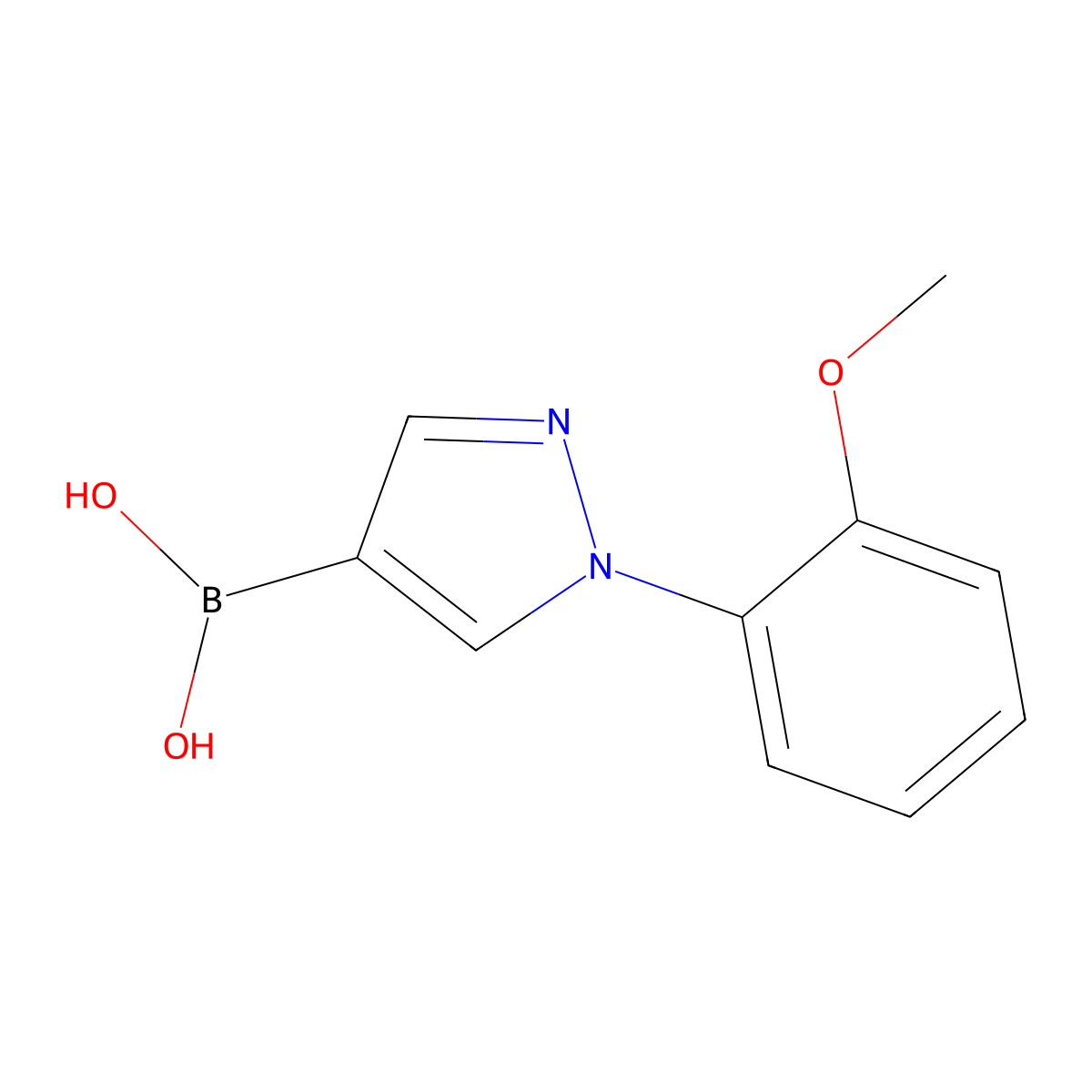 (1-(2-Methoxyphenyl)-1H-pyrazol-4-yl)boronic acid molecular structure, CAS 2225172-55-2