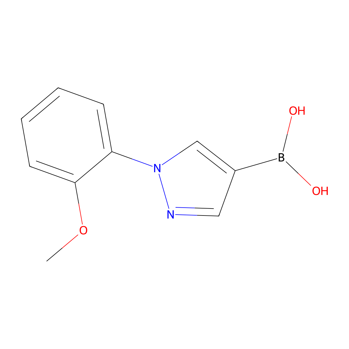 (1-(2-Methoxyphenyl)-1H-pyrazol-4-yl)boronic acid molecular structure, CAS 2225172-55-2