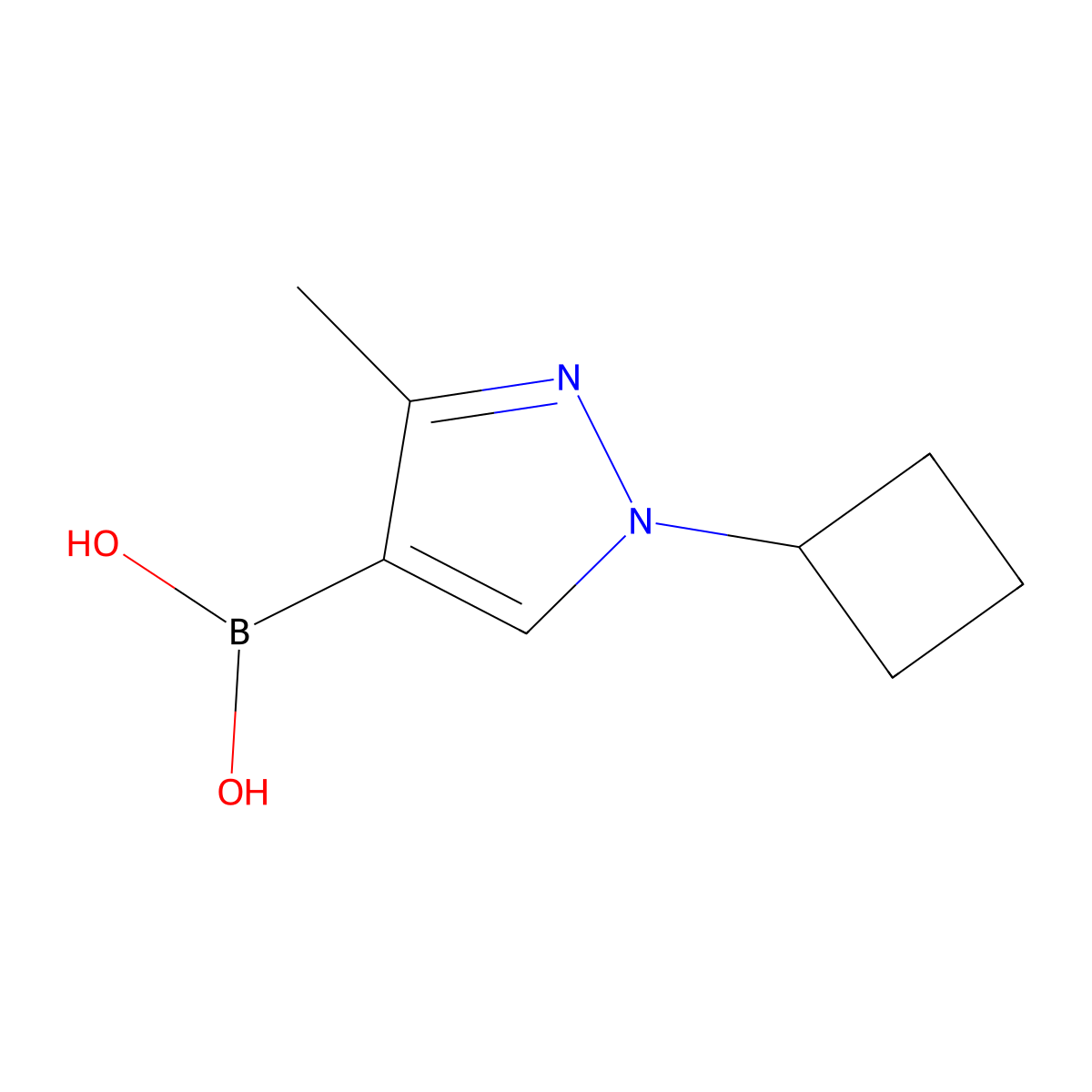 (1-Cyclobutyl-3-methyl-1H-pyrazol-4-yl)boronic acid molecular structure, CAS 2225172-69-8