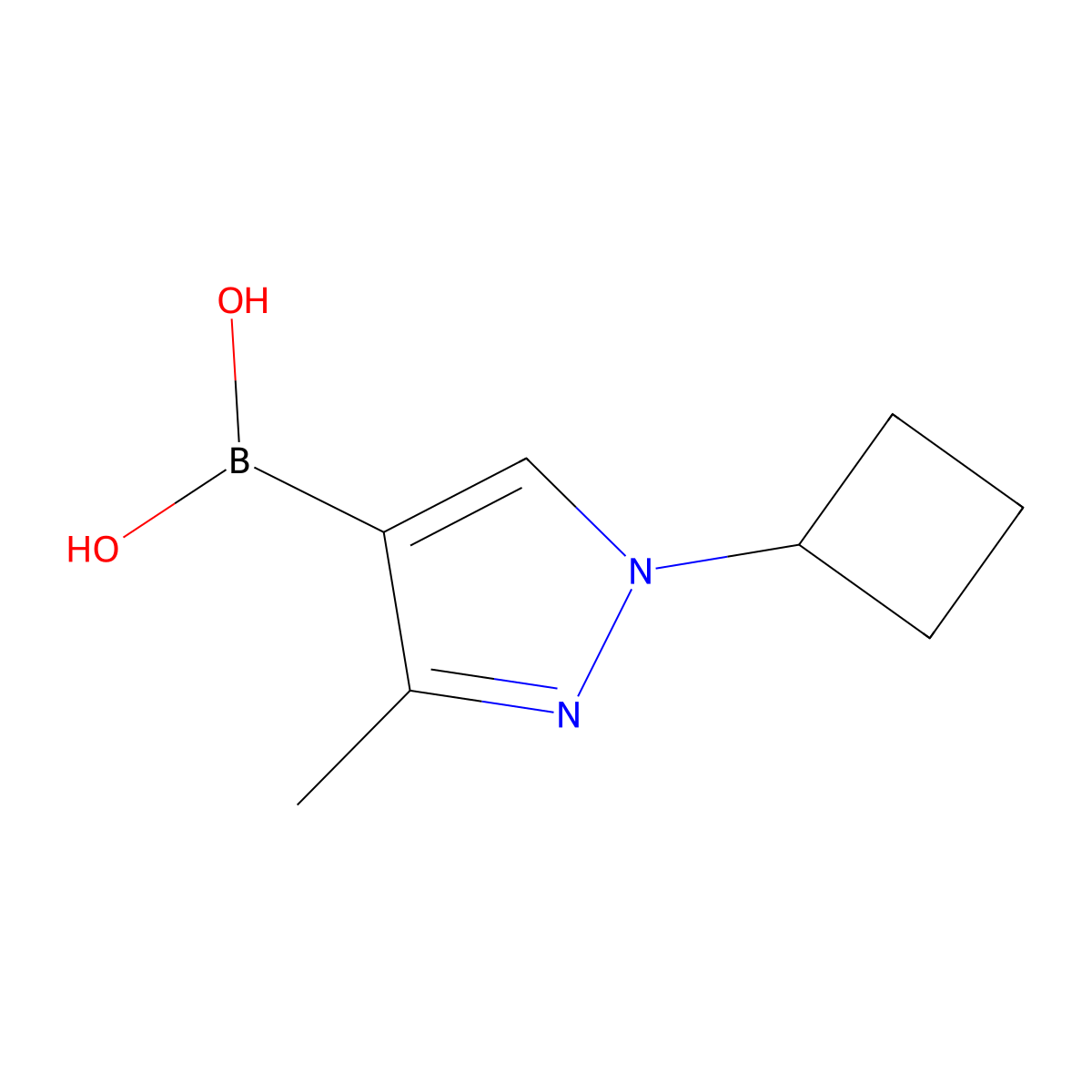 (1-Cyclobutyl-3-methyl-1H-pyrazol-4-yl)boronic acid molecular structure, CAS 2225172-69-8