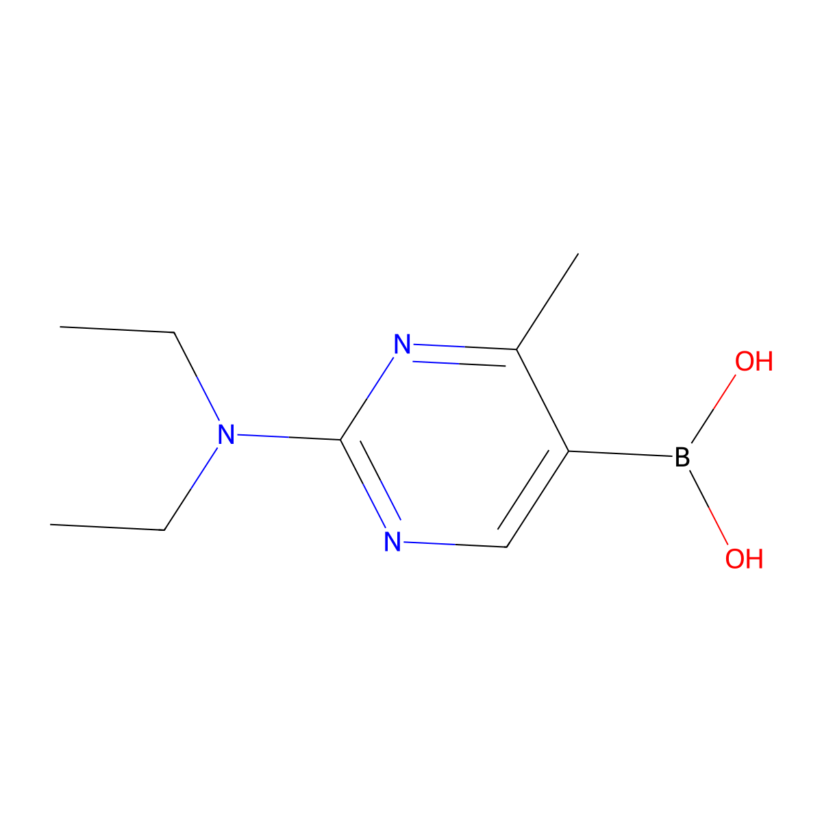 (2-(Diethylamino)-4-methylpyrimidin-5-yl)boronic acid molecular structure, CAS 2225172-71-2