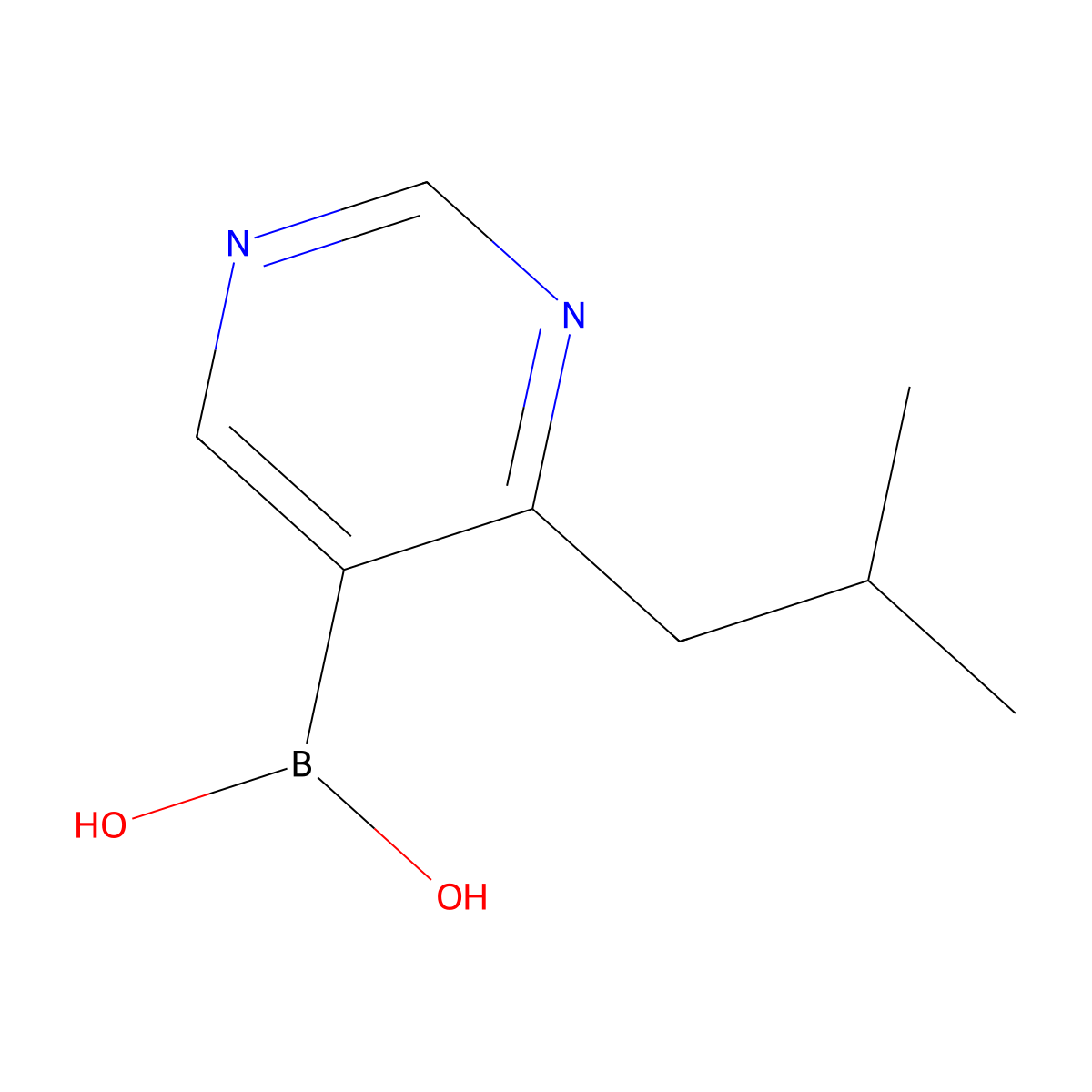 (4-Isobutylpyrimidin-5-yl)boronic acid molecular structure, CAS 2225172-74-5