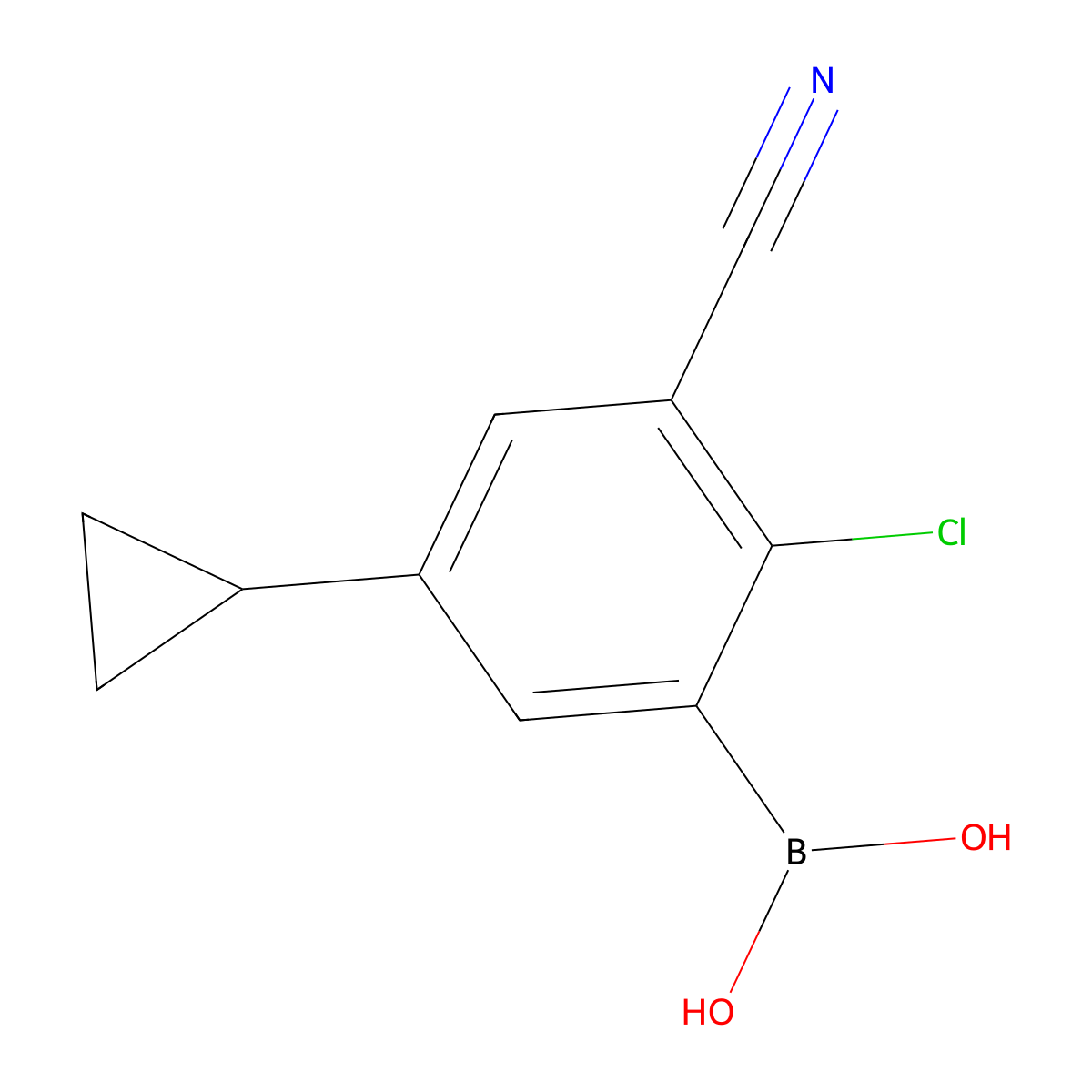 (2-Chloro-3-cyano-5-cyclopropylphenyl)boronic acid molecular structure, CAS 2225172-77-8