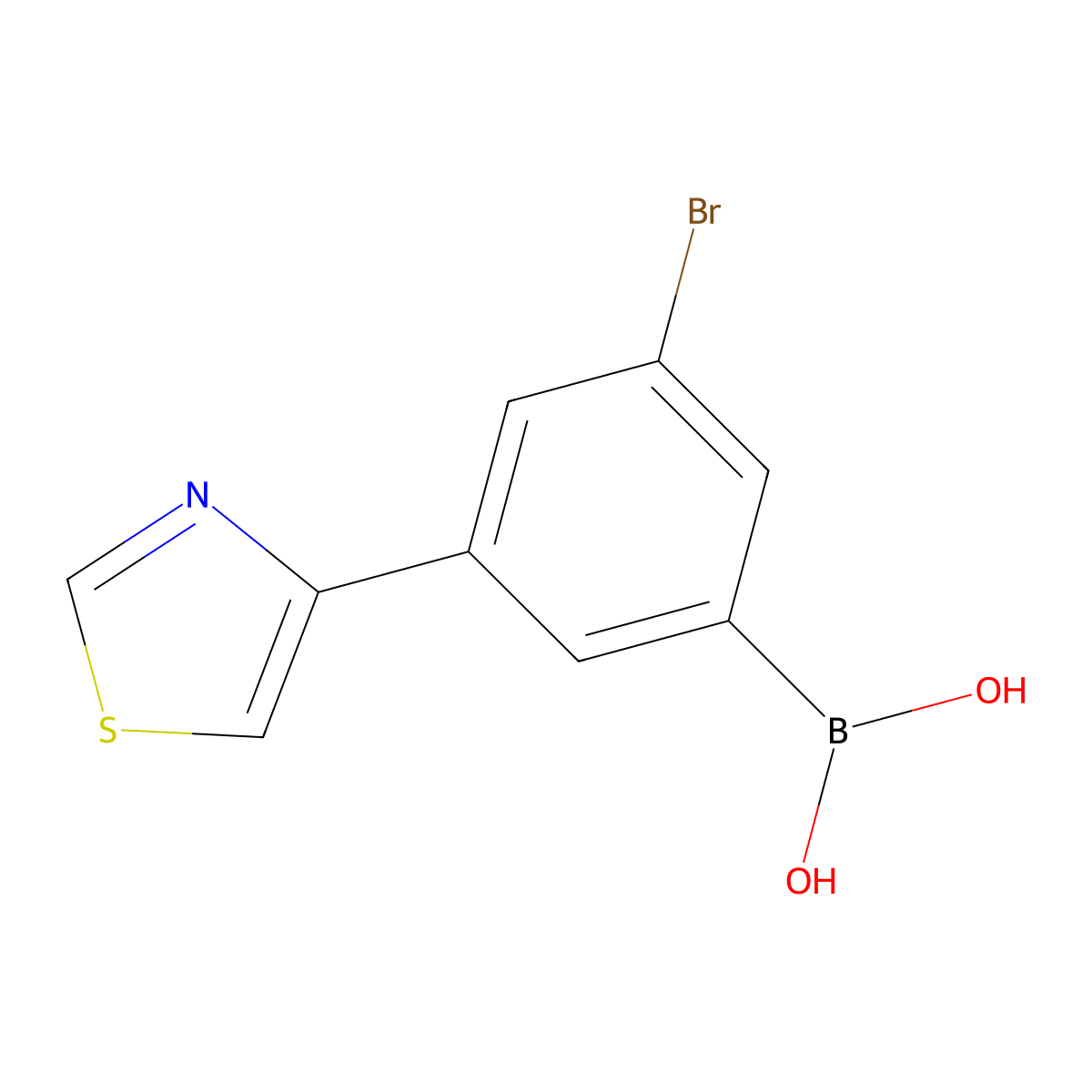 (3-Bromo-5-(thiazol-4-yl)phenyl)boronic acid molecular structure, CAS 2225172-78-9