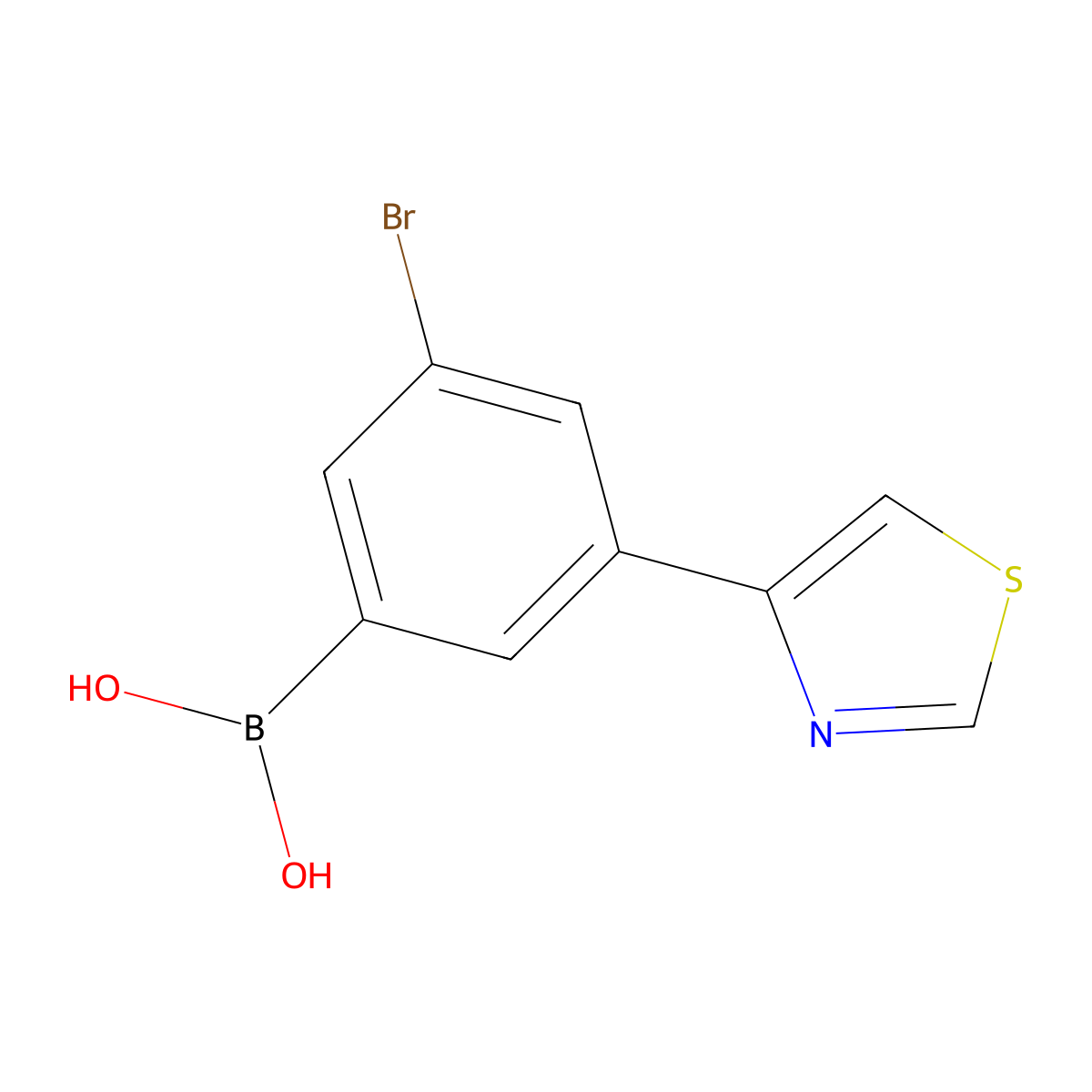 (3-Bromo-5-(thiazol-4-yl)phenyl)boronic acid molecular structure, CAS 2225172-78-9