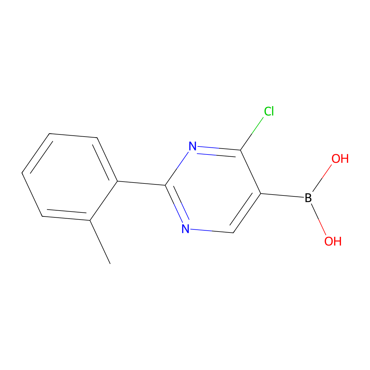 (4-Chloro-2-(o-tolyl)pyrimidin-5-yl)boronic acid molecular structure, CAS 2225172-79-0