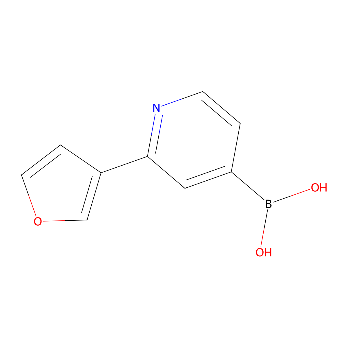 (2-(Furan-3-yl)pyridin-4-yl)boronic acid molecular structure, CAS 2225172-80-3