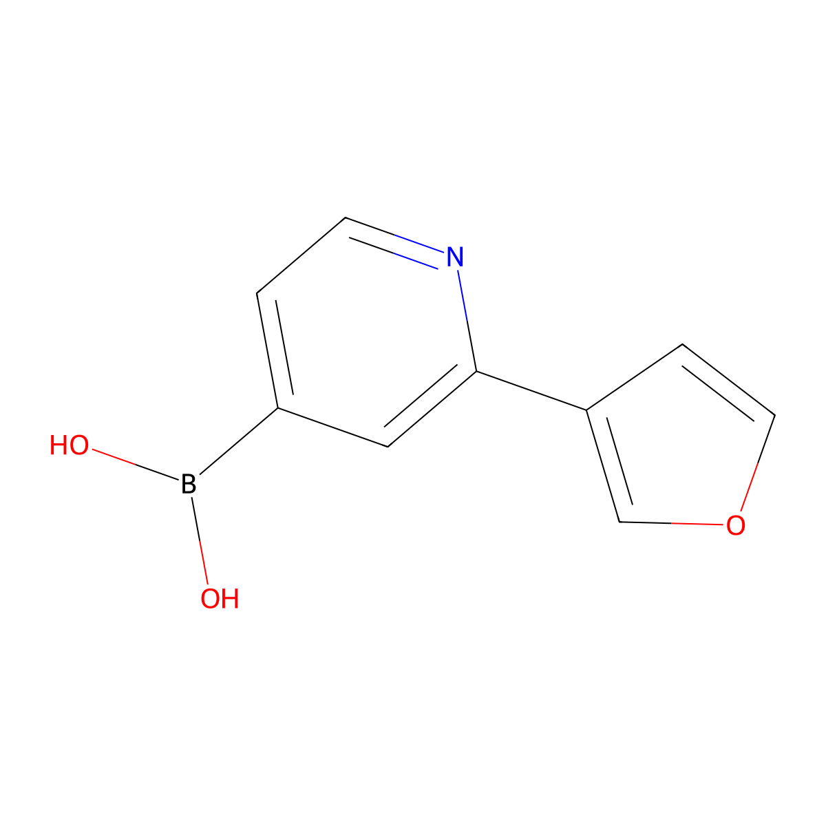 (2-(Furan-3-yl)pyridin-4-yl)boronic acid molecular structure, CAS 2225172-80-3