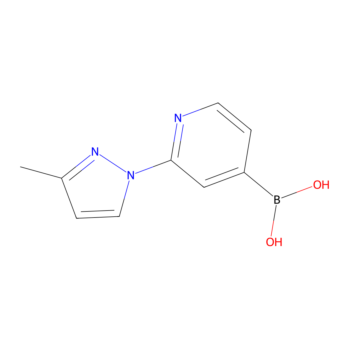(2-(3-Methyl-1H-pyrazol-1-yl)pyridin-4-yl)boronic acid molecular structure, CAS 2225172-82-5