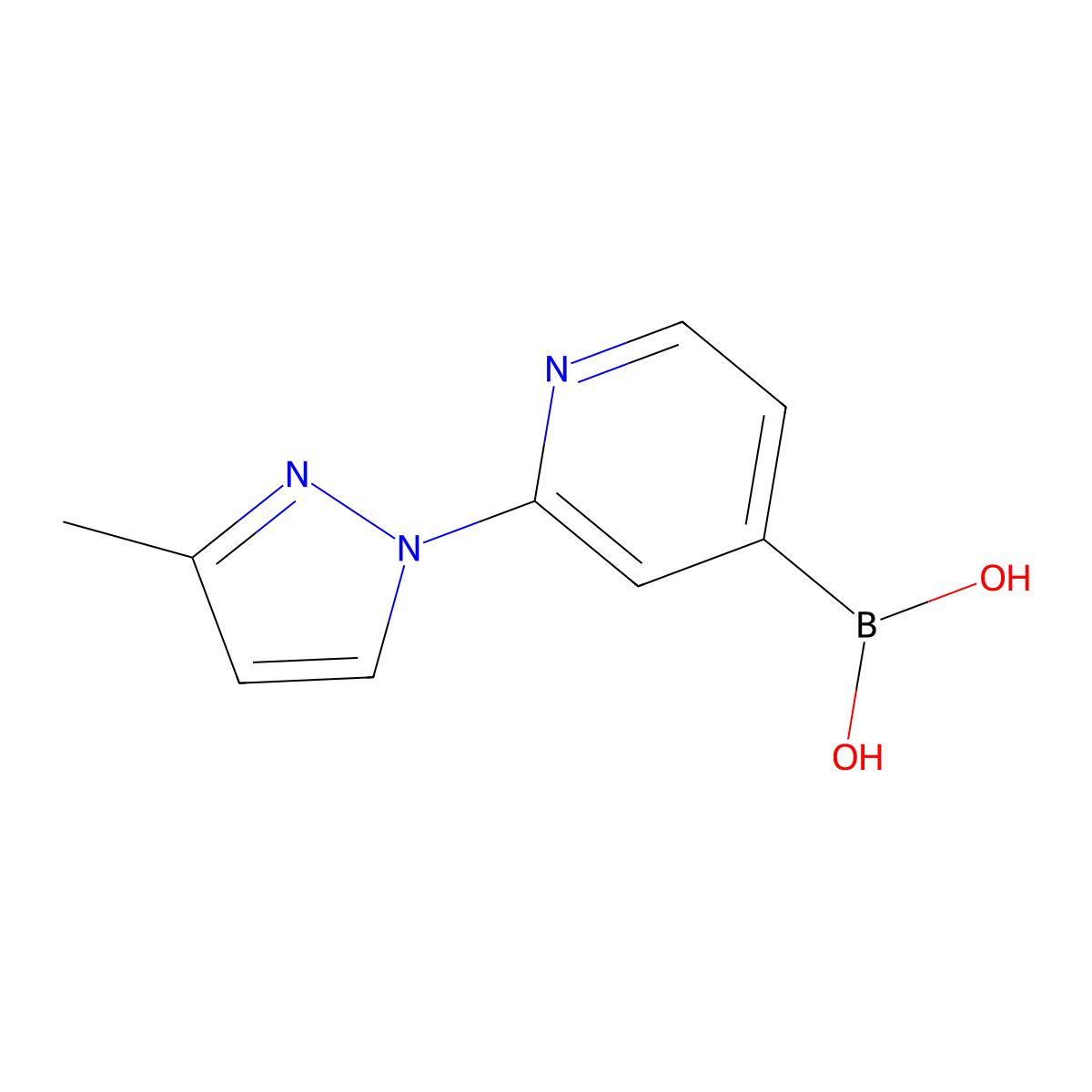 (2-(3-Methyl-1H-pyrazol-1-yl)pyridin-4-yl)boronic acid molecular structure, CAS 2225172-82-5