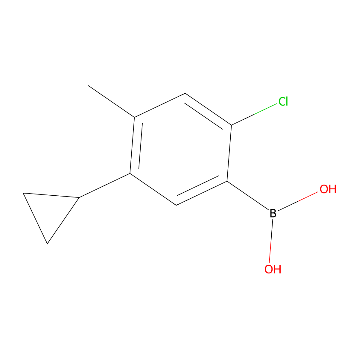 (2-Chloro-5-cyclopropyl-4-methylphenyl)boronic acid molecular structure, CAS 2225172-83-6