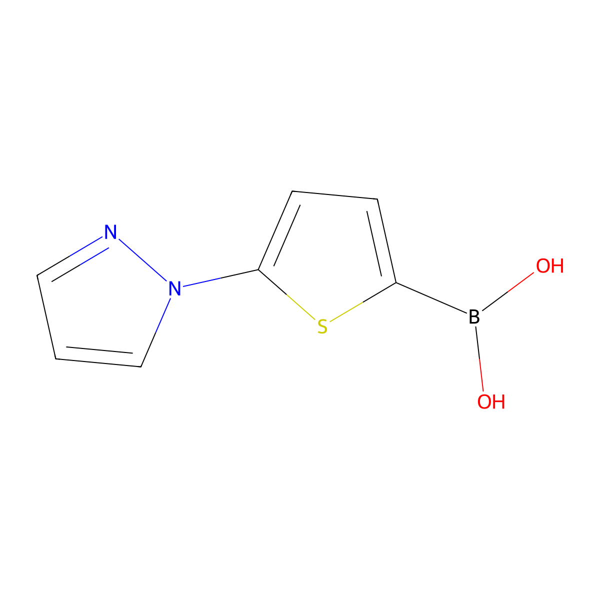(5-(1H-Pyrazol-1-yl)thiophen-2-yl)boronic acid molecular structure, CAS 2225172-92-7