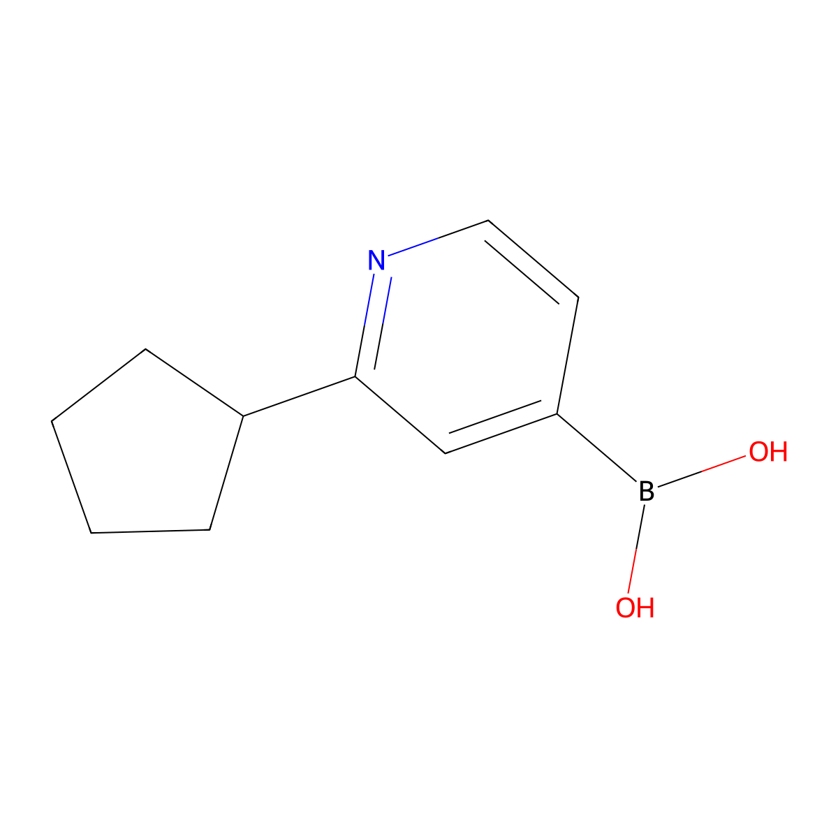 (2-Cyclopentylpyridin-4-yl)boronic acid molecular structure, CAS 2225172-93-8