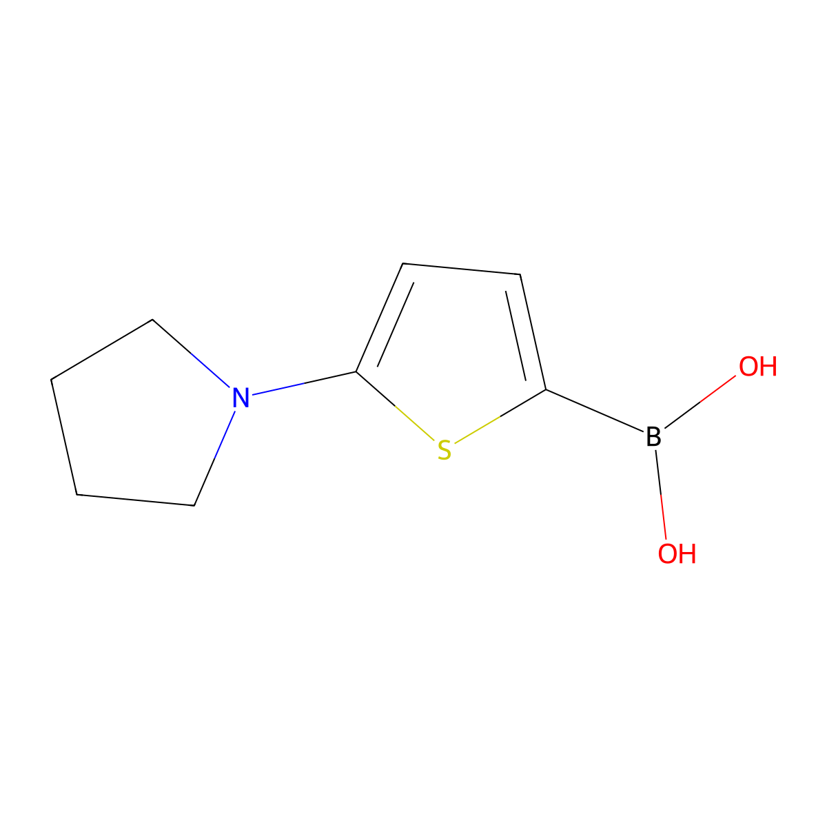 (5-(Pyrrolidin-1-yl)thiophen-2-yl)boronic acid molecular structure, CAS 2225172-95-0