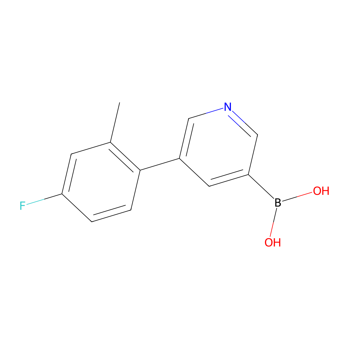 5-(2-Methyl-4-fluorophenyl)pyridine-3-boronic acid molecular structure, CAS 2225172-96-1