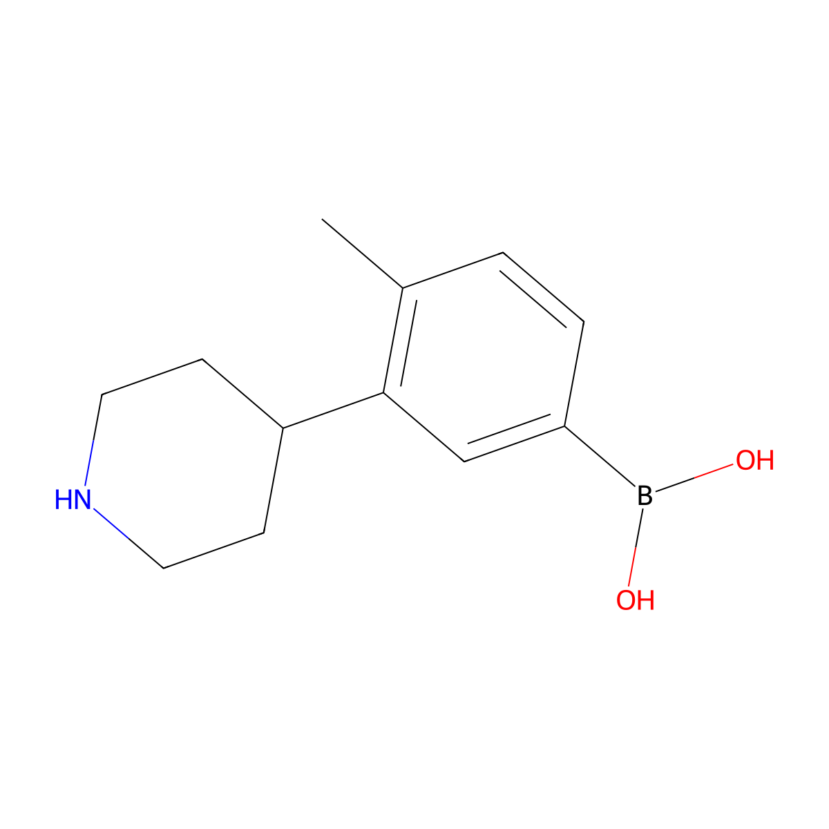 (4-Methyl-3-(piperidin-4-yl)phenyl)boronic acid molecular structure, CAS 2225173-10-2