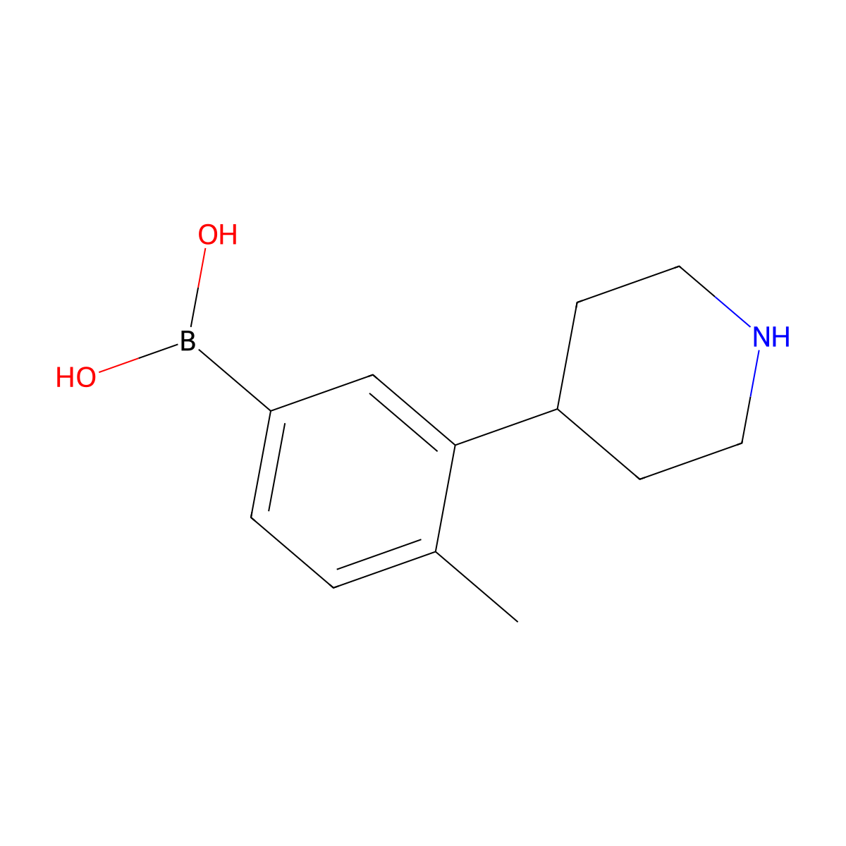 (4-Methyl-3-(piperidin-4-yl)phenyl)boronic acid molecular structure, CAS 2225173-10-2