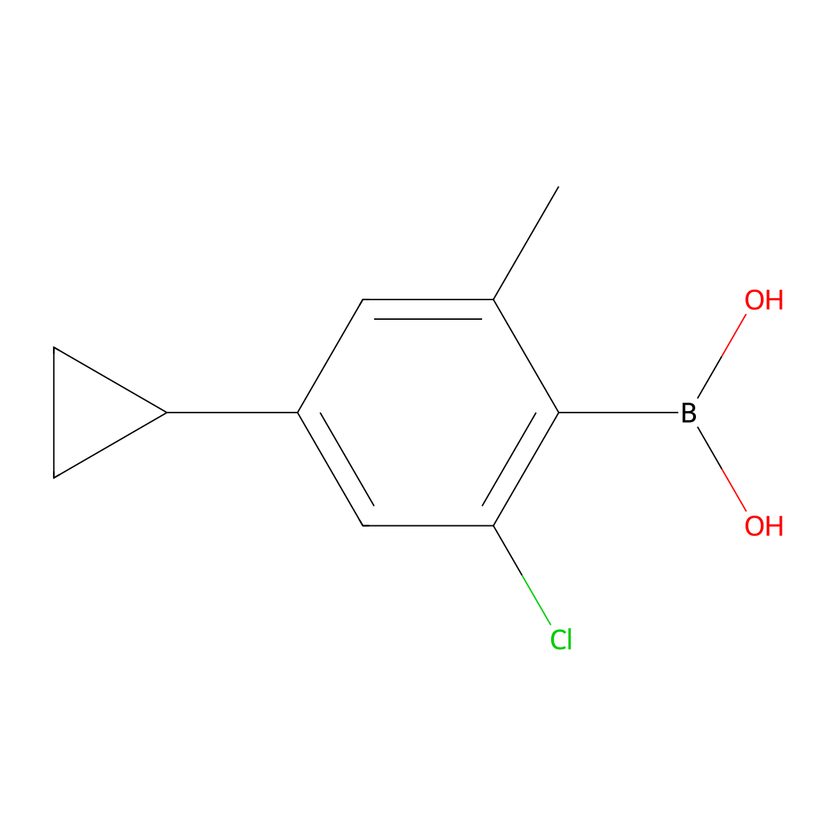 (2-Chloro-4-cyclopropyl-6-methylphenyl)boronic acid molecular structure, CAS 2225173-13-5