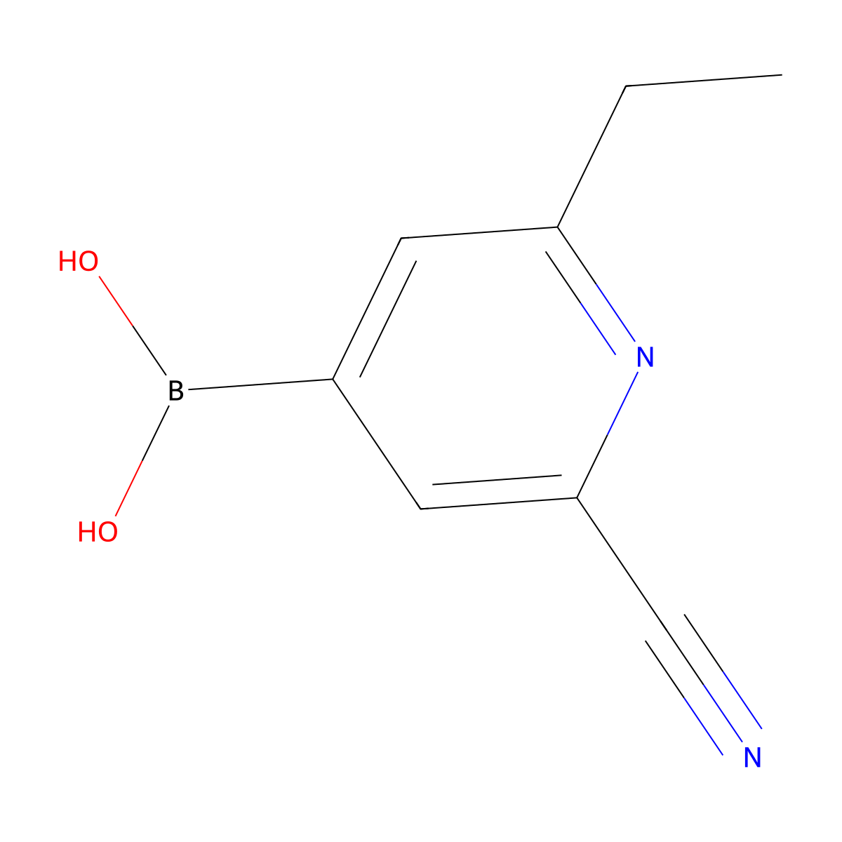 (2-Cyano-6-ethylpyridin-4-yl)boronic acid molecular structure, CAS 2225173-17-9