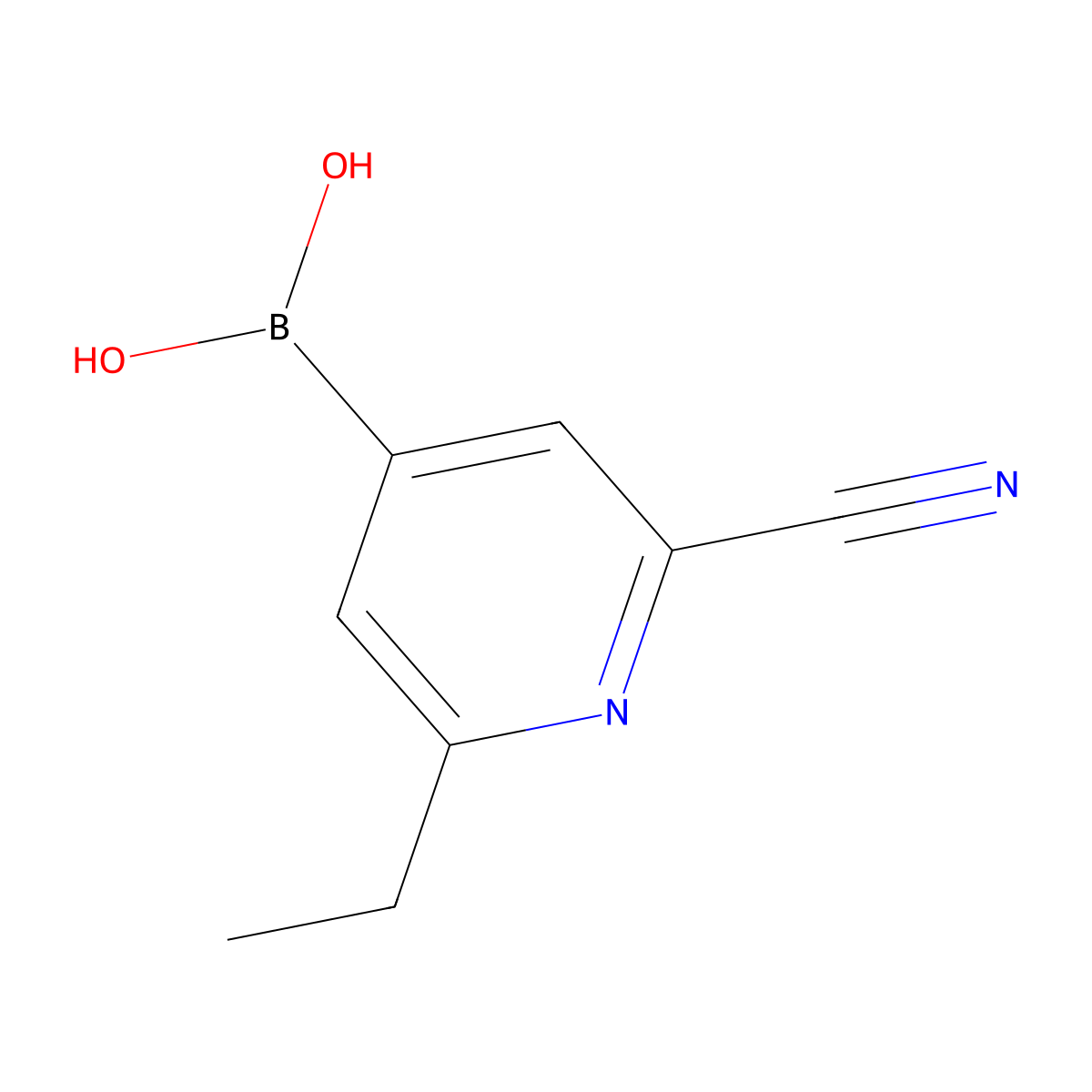 (2-Cyano-6-ethylpyridin-4-yl)boronic acid molecular structure, CAS 2225173-17-9