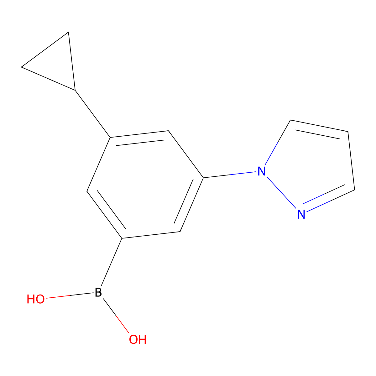 (3-Cyclopropyl-5-(1H-pyrazol-1-yl)phenyl)boronic acid molecular structure, CAS 2225173-20-4