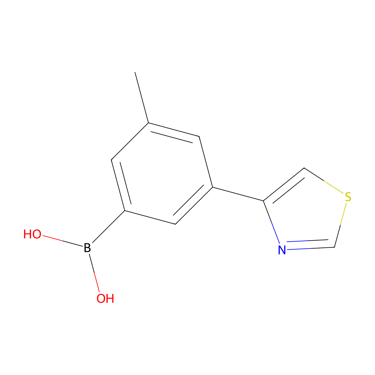 (3-Methyl-5-(thiazol-4-yl)phenyl)boronic acid molecular structure, CAS 2225173-27-1