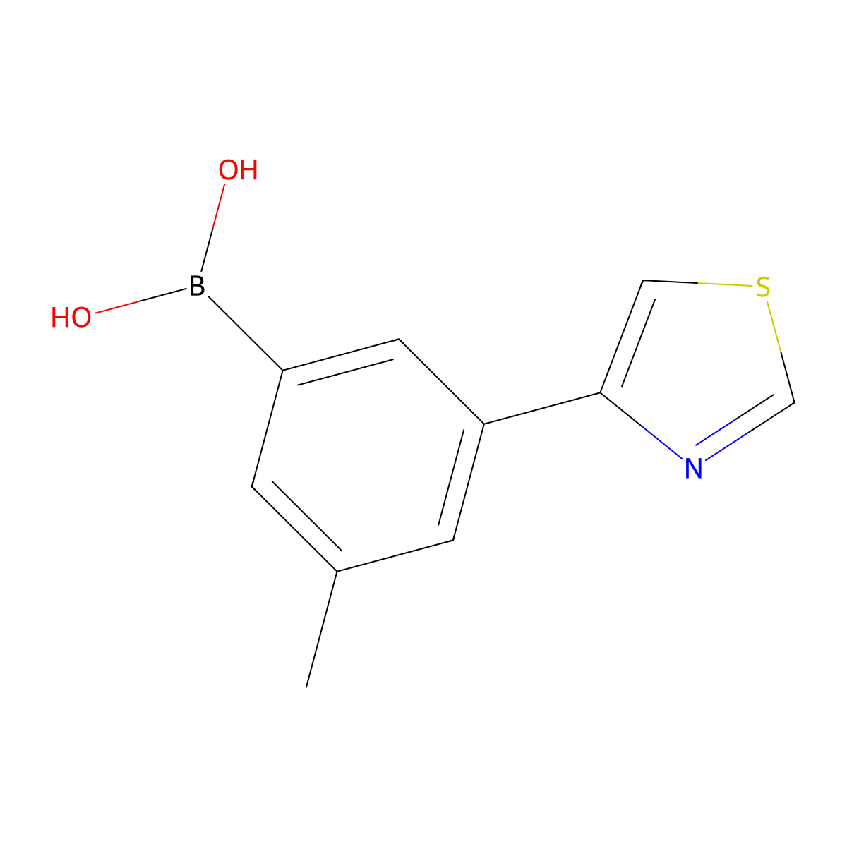(3-Methyl-5-(thiazol-4-yl)phenyl)boronic acid molecular structure, CAS 2225173-27-1