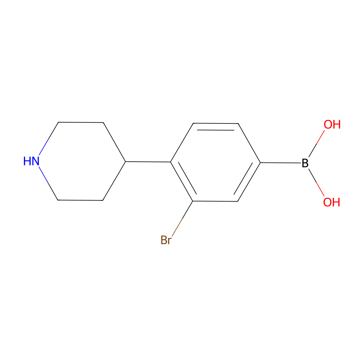 (3-Bromo-4-(piperidin-4-yl)phenyl)boronic acid molecular structure, CAS 2225173-35-1