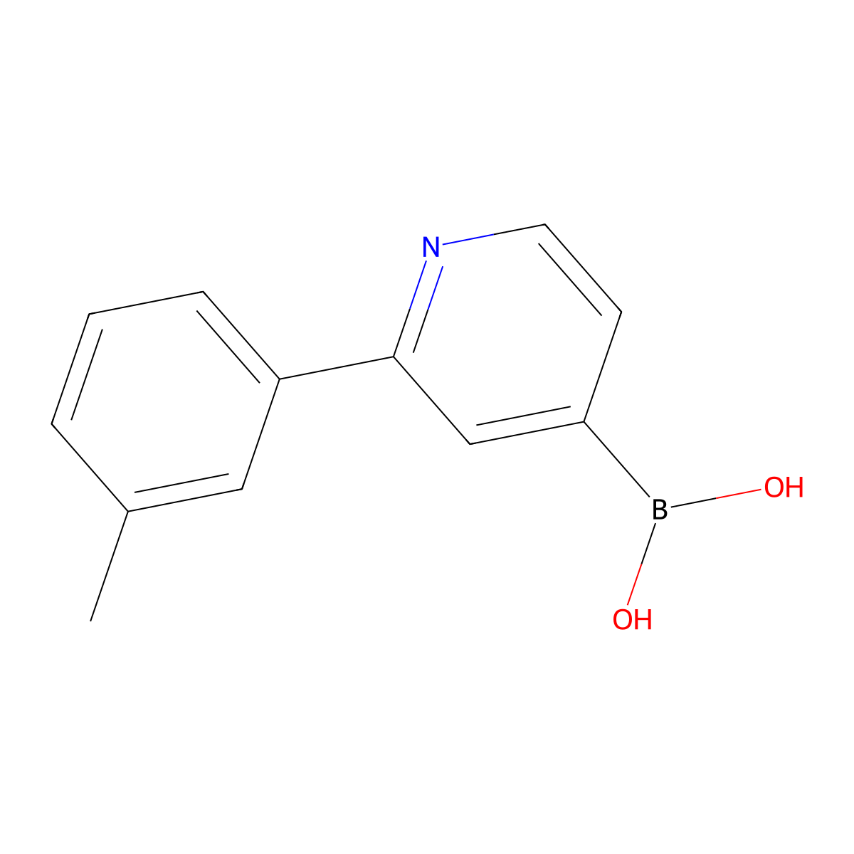 (2-(m-Tolyl)pyridin-4-yl)boronic acid molecular structure, CAS 2225173-36-2