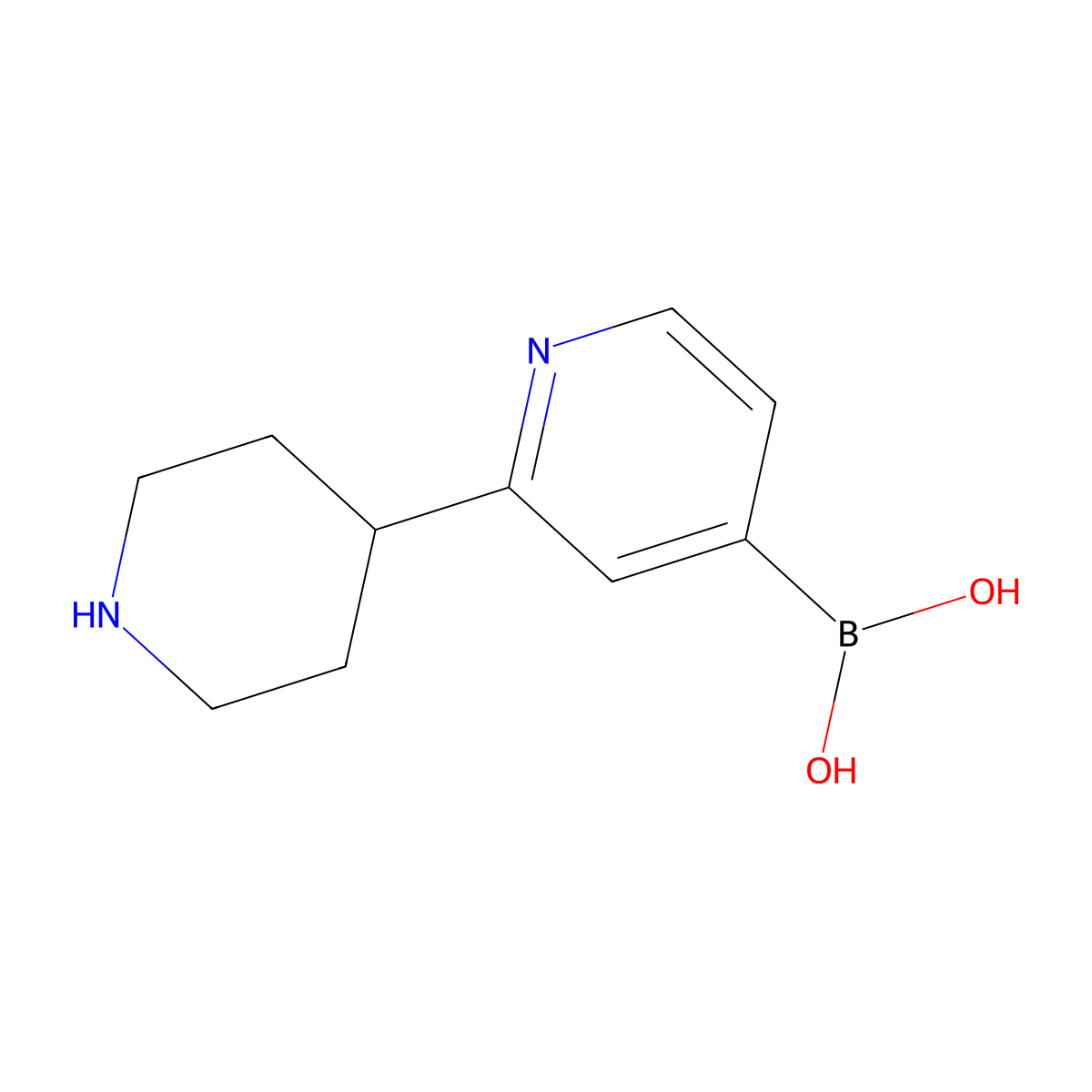 2-(Piperidin-4-yl)pyridine-4-boronic acid molecular structure, CAS 2225173-37-3