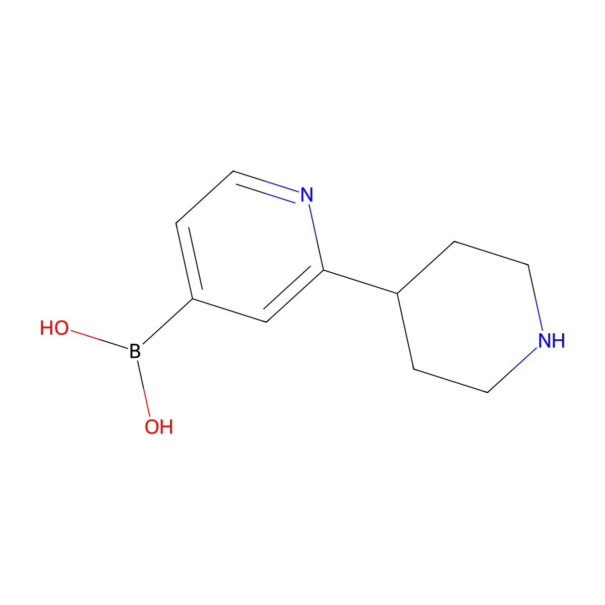 2-(Piperidin-4-yl)pyridine-4-boronic acid molecular structure, CAS 2225173-37-3