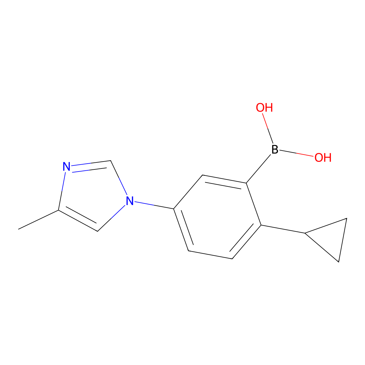 (2-Cyclopropyl-5-(4-methyl-1H-imidazol-1-yl)phenyl)boronic acid molecular structure, CAS 2225173-46-4