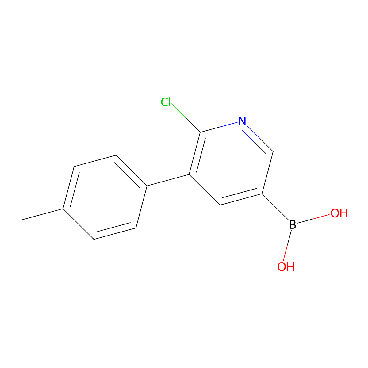 6-Chloro-5-(4-tolyl)pyridine-3-boronic acid molecular structure, CAS 2225173-51-1