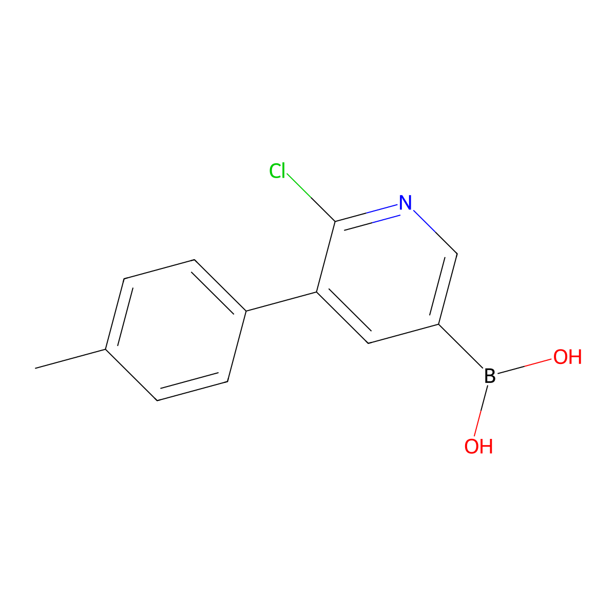 6-Chloro-5-(4-tolyl)pyridine-3-boronic acid molecular structure, CAS 2225173-51-1