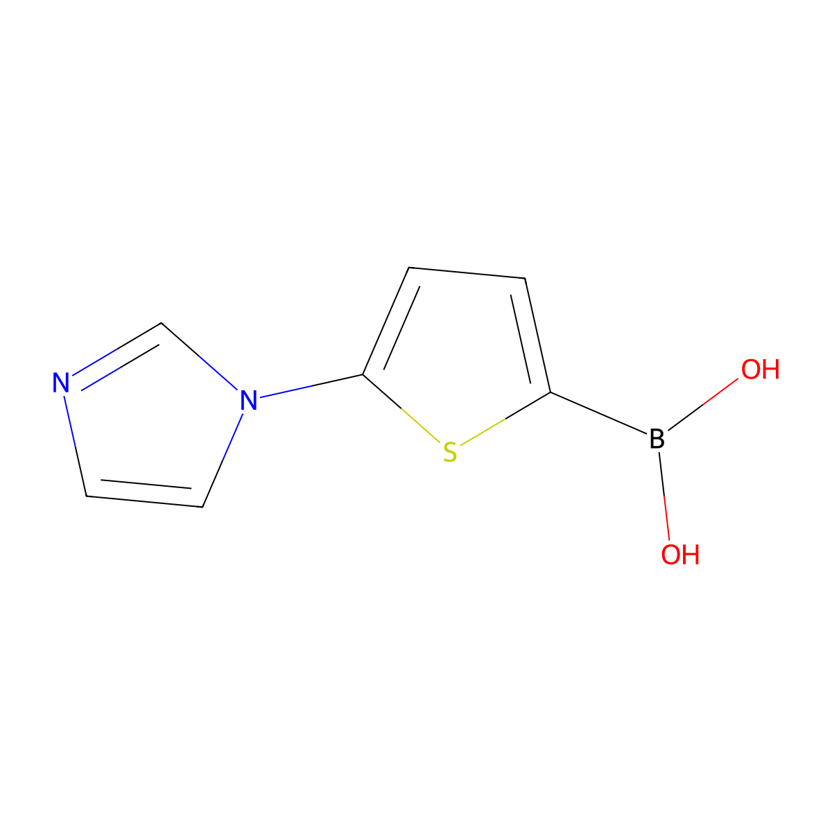 (5-(1H-Imidazol-1-yl)thiophen-2-yl)boronic acid molecular structure, CAS 2225173-53-3