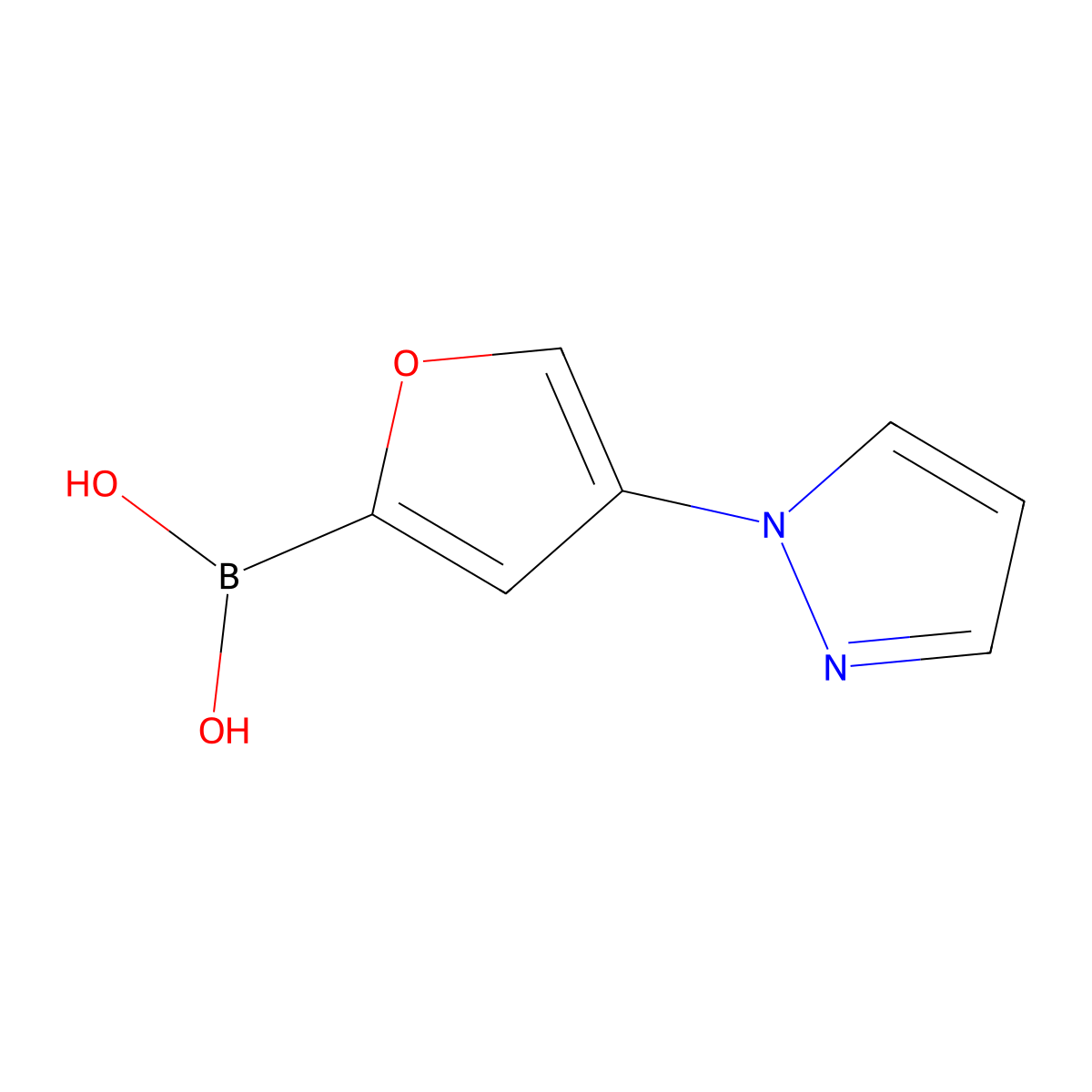 (4-(1H-Pyrazol-1-yl)furan-2-yl)boronic acid molecular structure, CAS 2225173-61-3