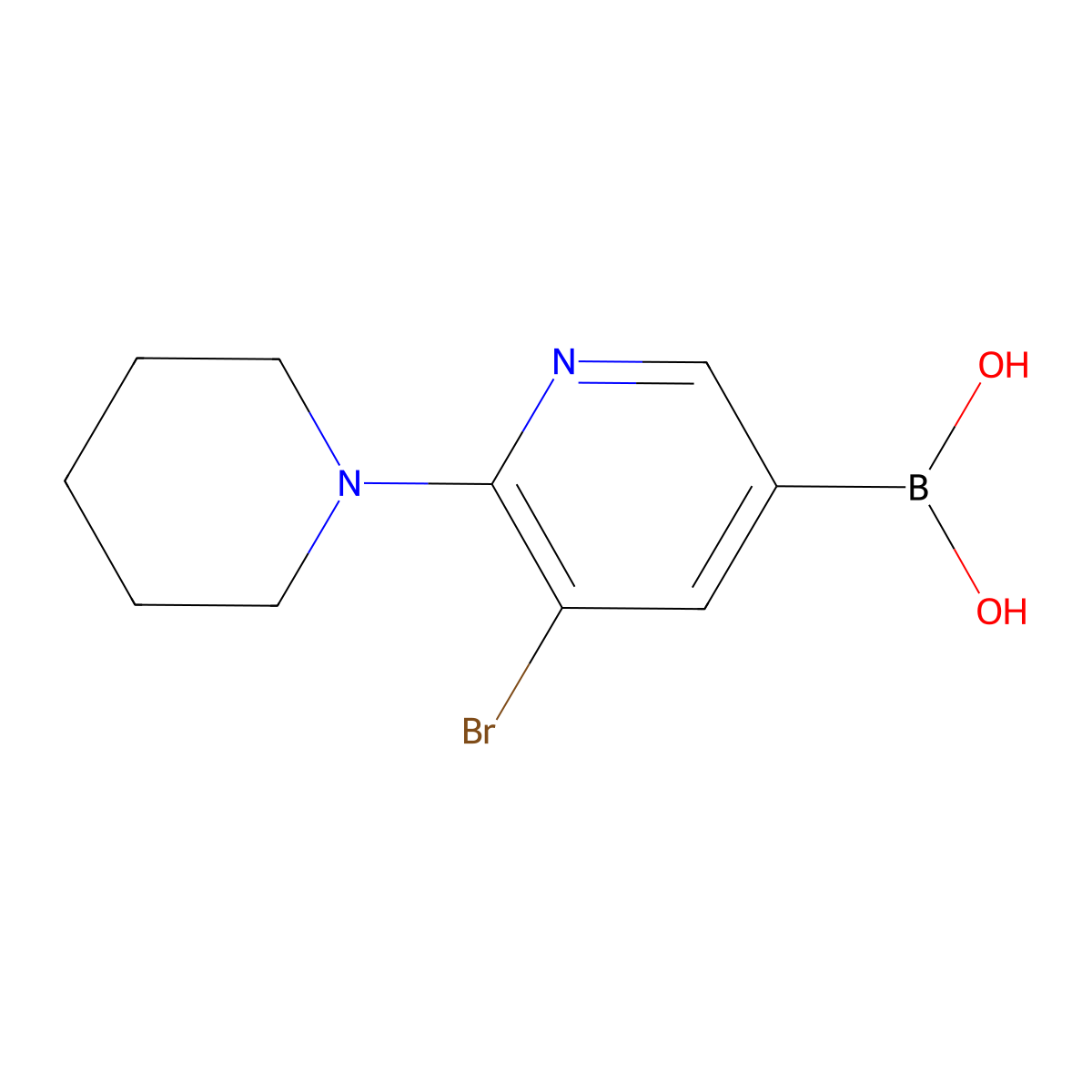 (5-Bromo-6-(piperidin-1-yl)pyridin-3-yl)boronic acid molecular structure, CAS 2225173-66-8