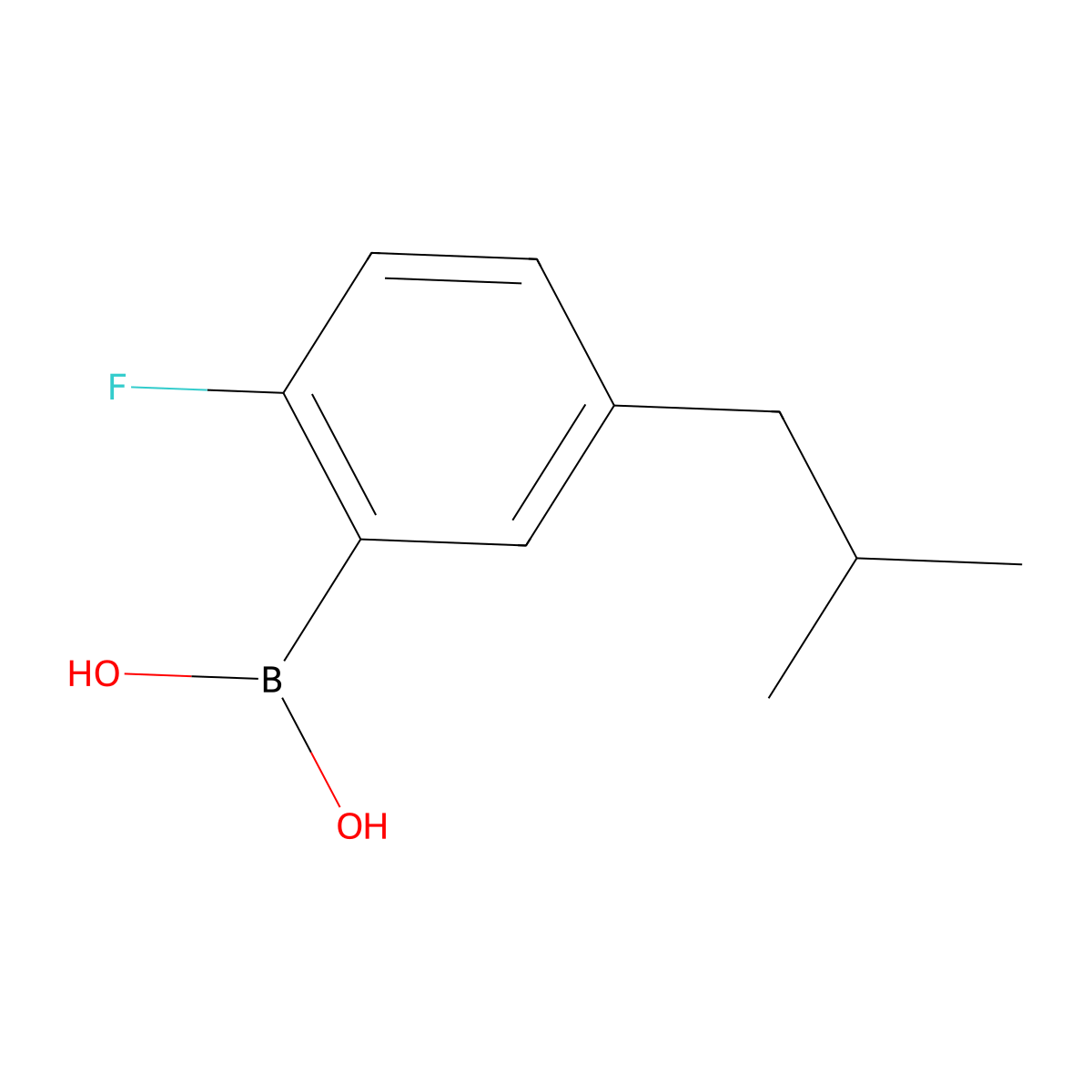 (2-Fluoro-5-isobutylphenyl)boronic acid molecular structure, CAS 2225173-71-5