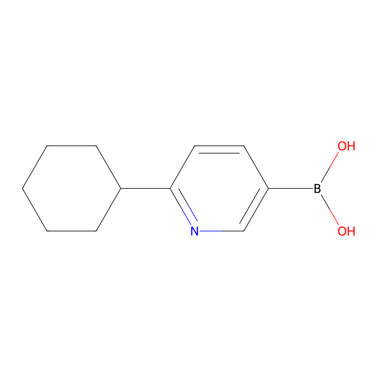 (6-Cyclohexylpyridin-3-yl)boronic acid molecular structure, CAS 2225173-72-6