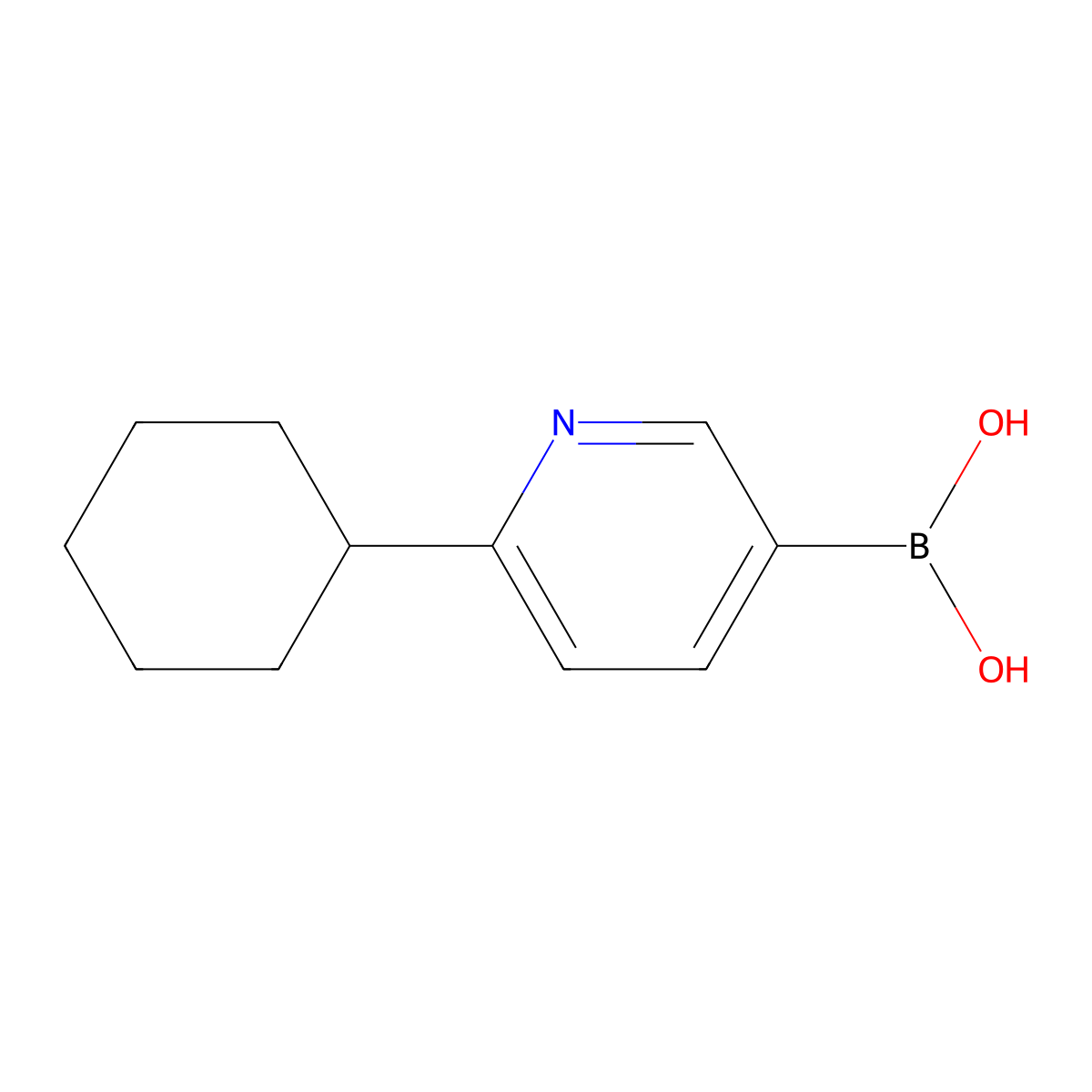 (6-Cyclohexylpyridin-3-yl)boronic acid molecular structure, CAS 2225173-72-6